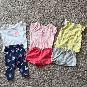 Baby Girl Clothing Set with Floral Leggings and Graphic Tops